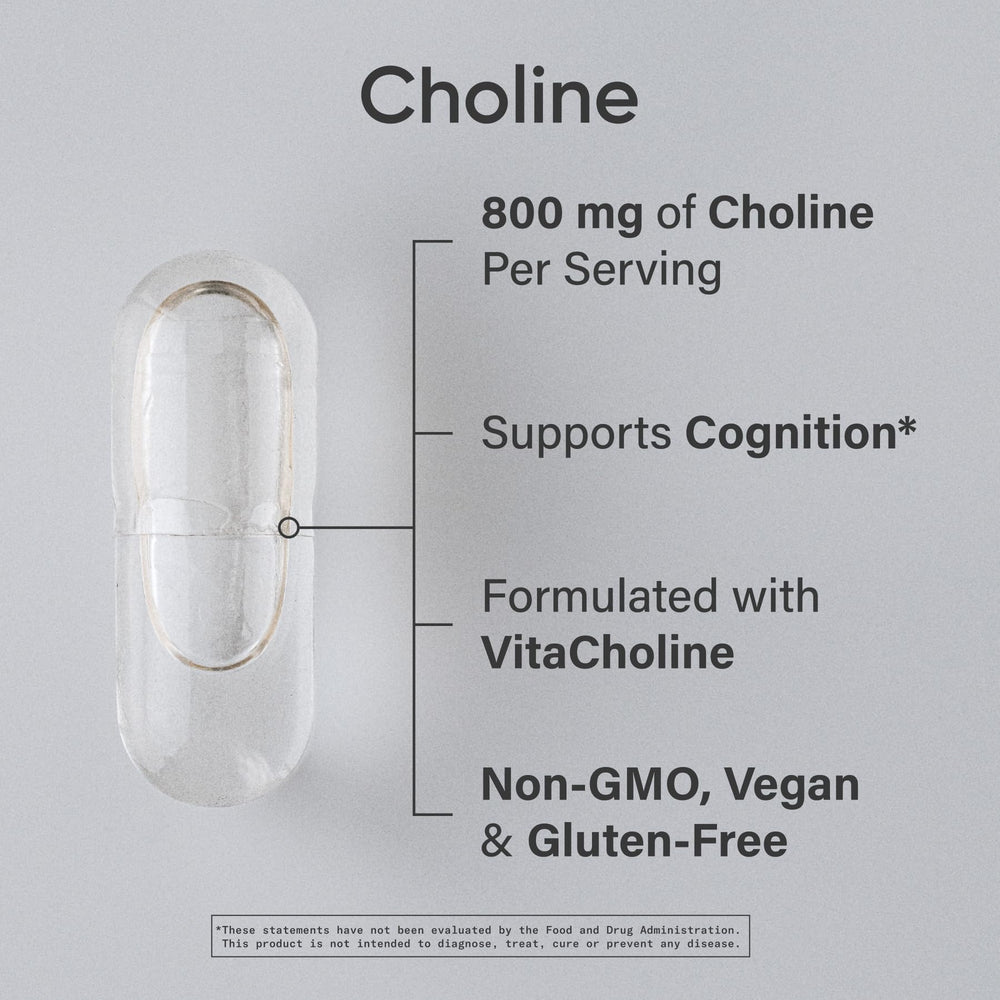 Front packaging of Sports Research Choline 800 mg bottle