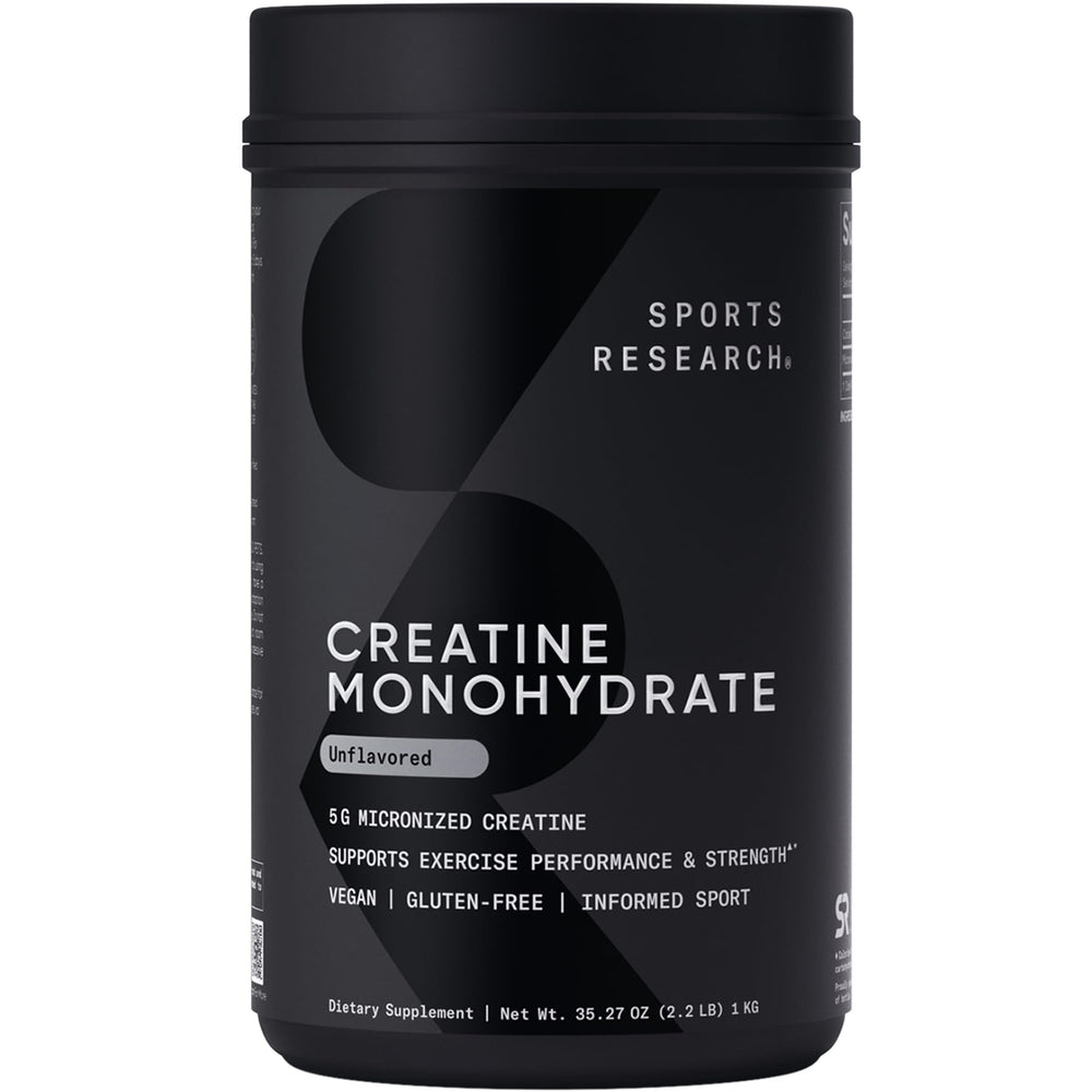 Sports Research Creatine Monohydrate bottle with label
