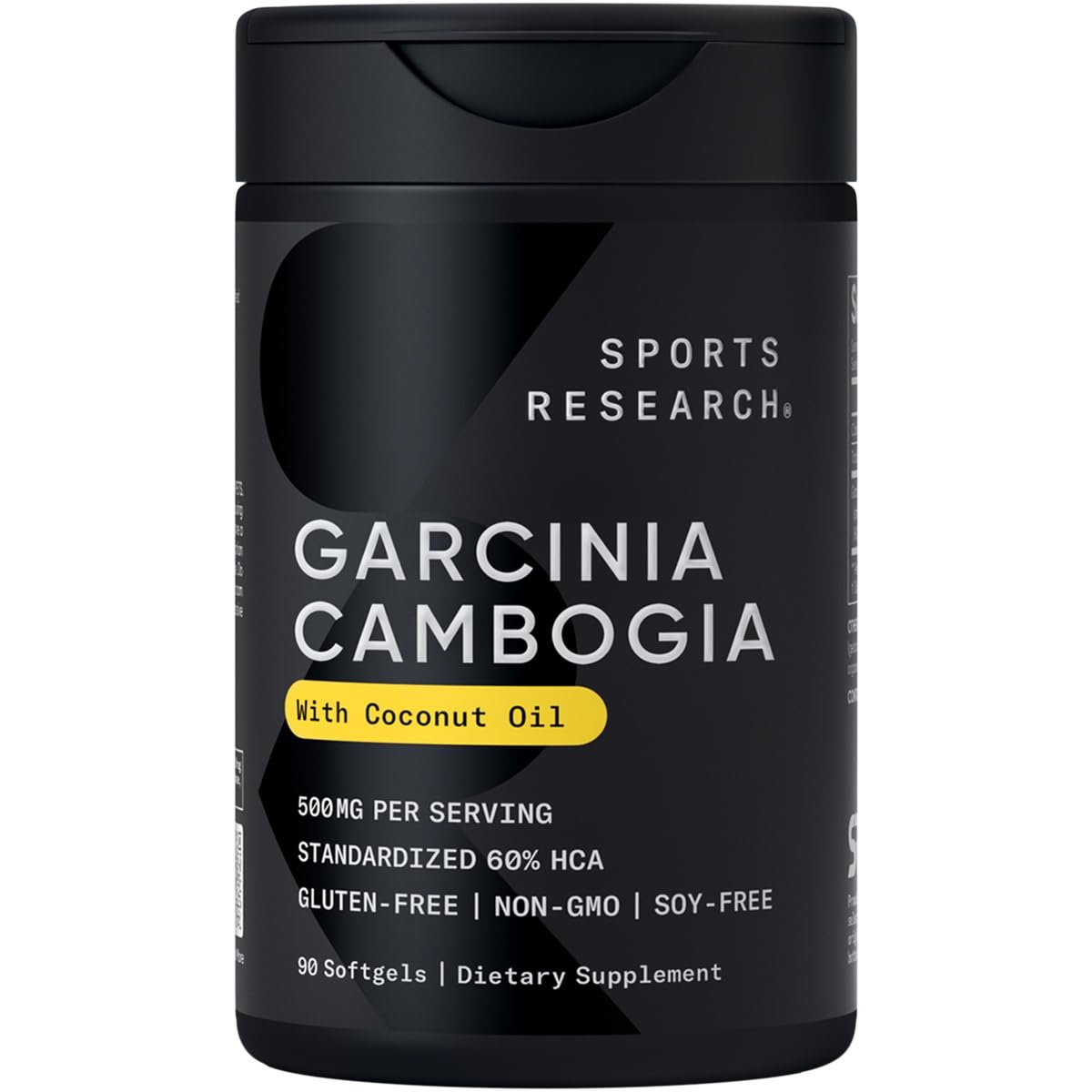 Sports Research Garcinia Cambogia 60% HCA softgels packaging signals high-potency daily supplement