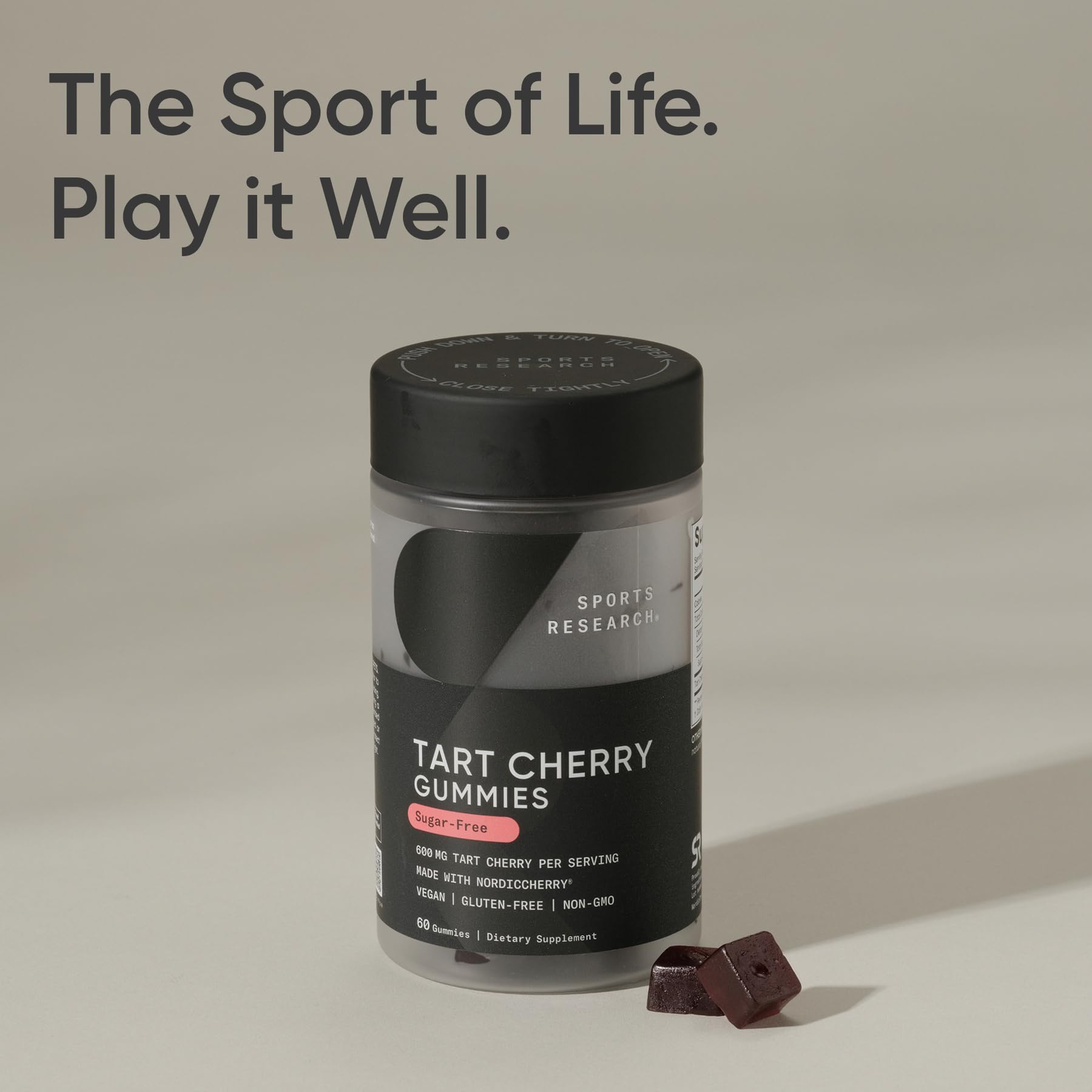 Sports Research logo on Tart Cherry Gummies bottle