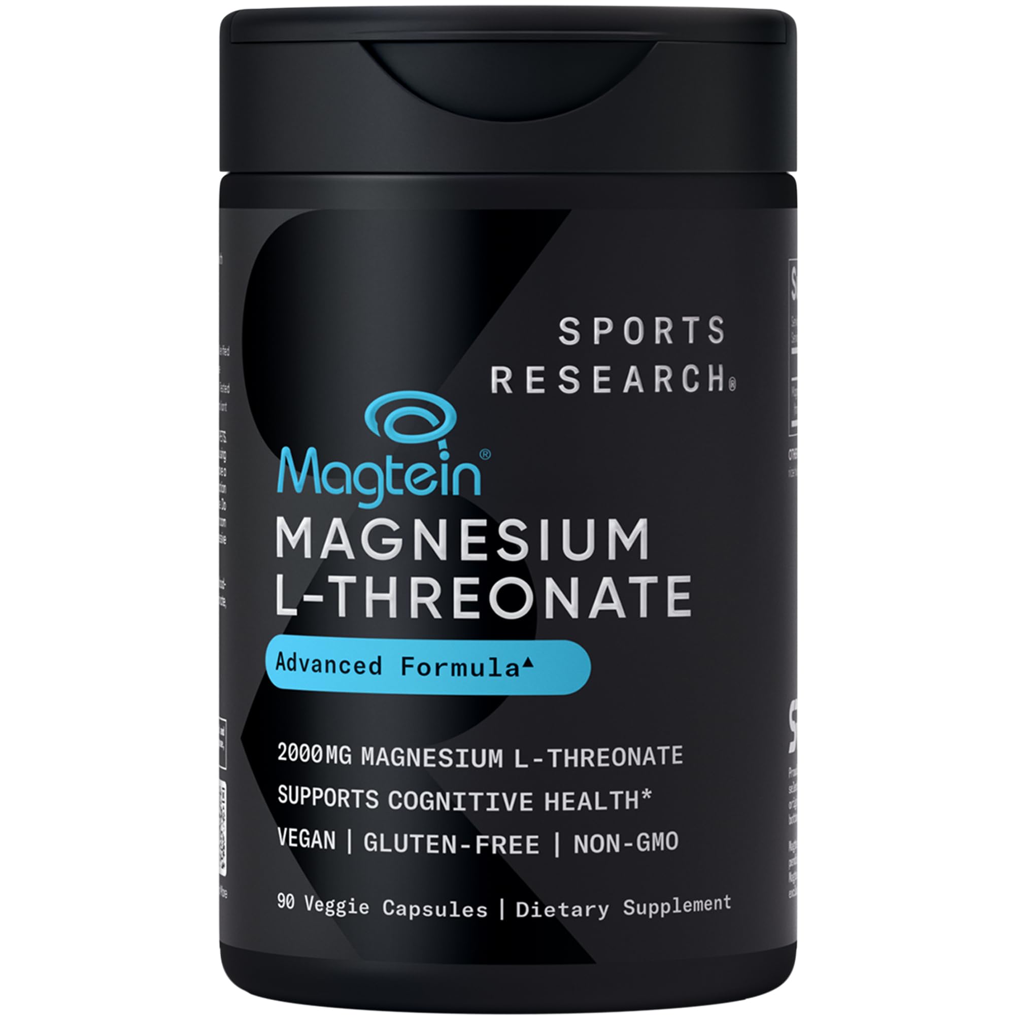 Sports Research Magnesium L-Threonate capsules bottle for daily cognitive support potential.