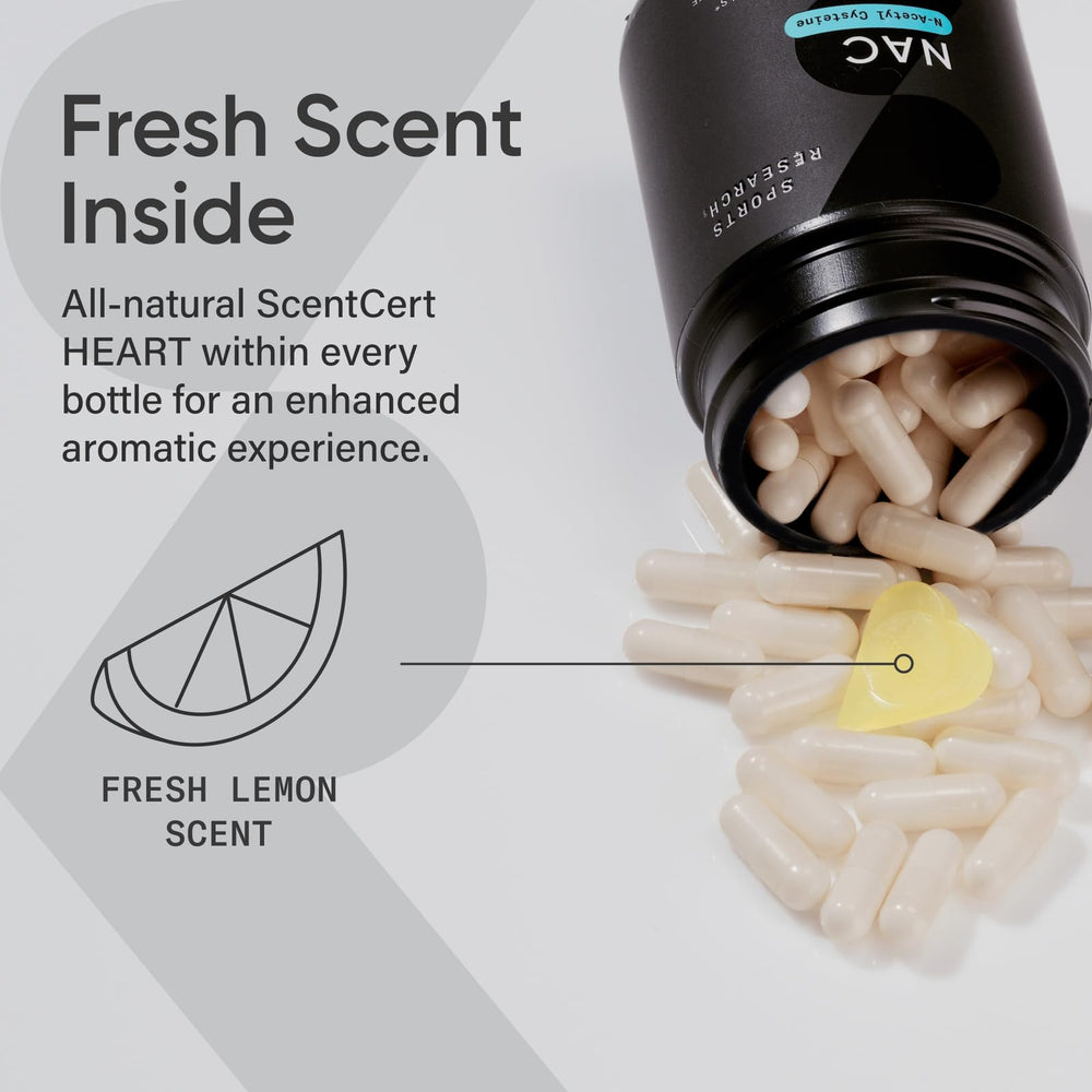 ScentCert lemon aroma scent insert shown with NAC bottle