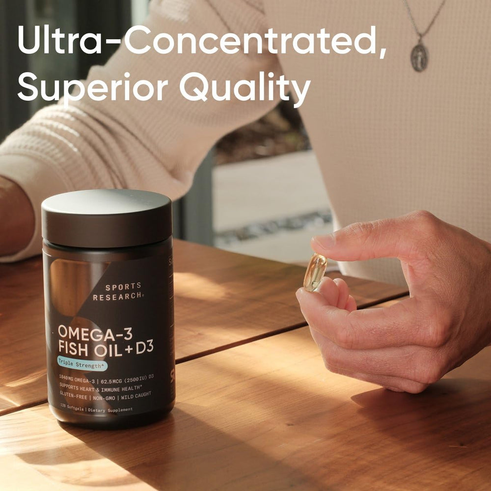 Sports Research omega-3 + D3 bottle and packaging