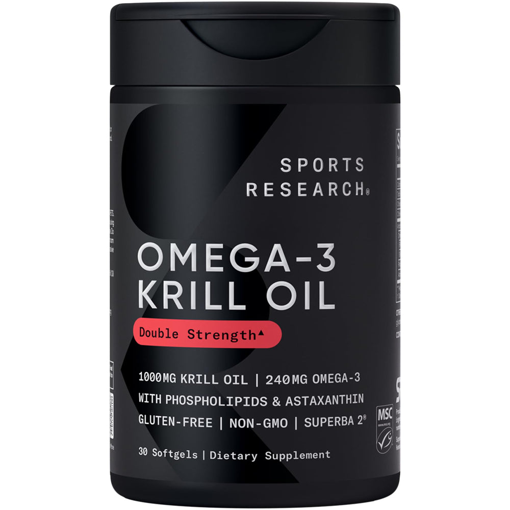 Sports Research Omega-3 Krill Oil 1000mg bottle with 30 capsules