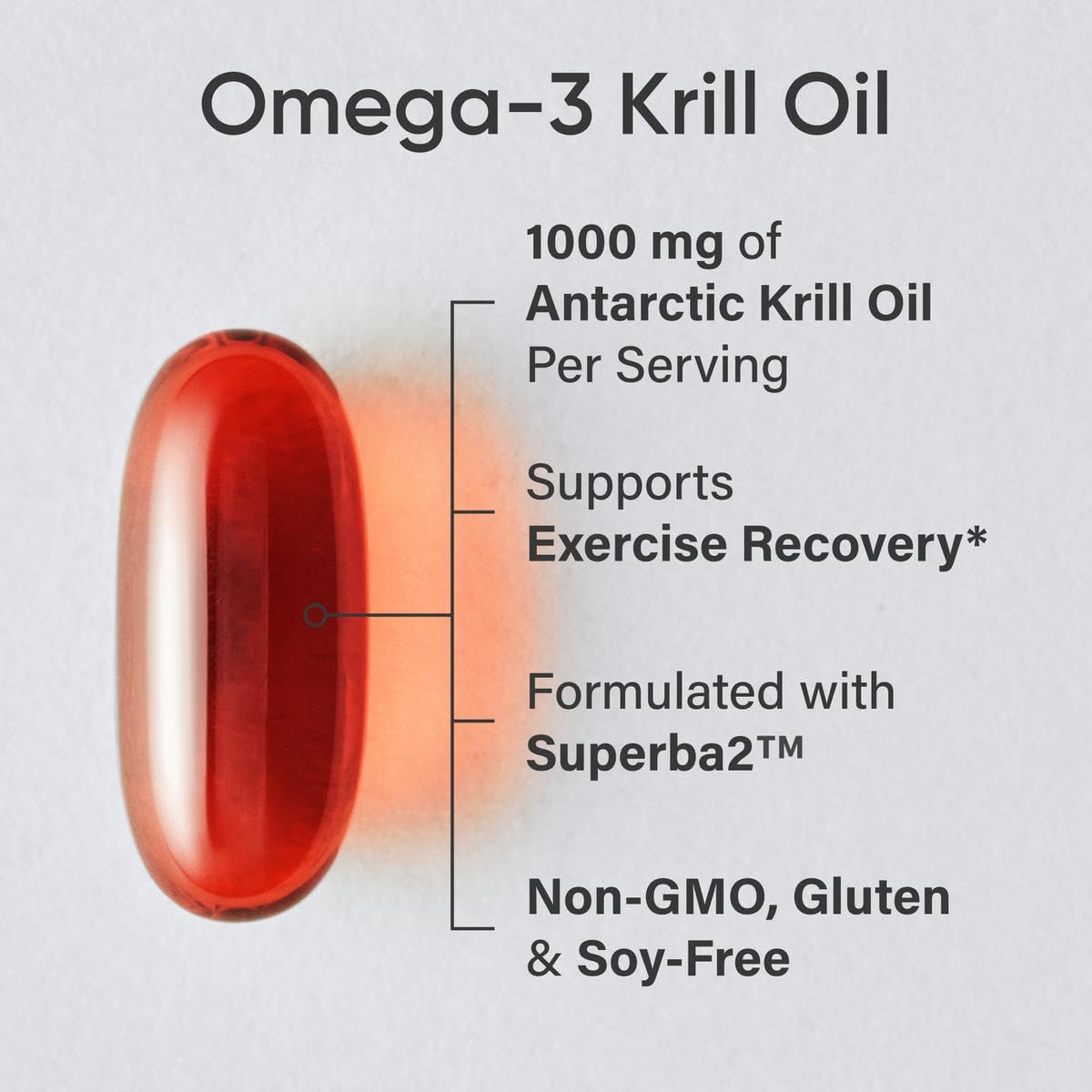 Krill oil softgels and bottle close-up