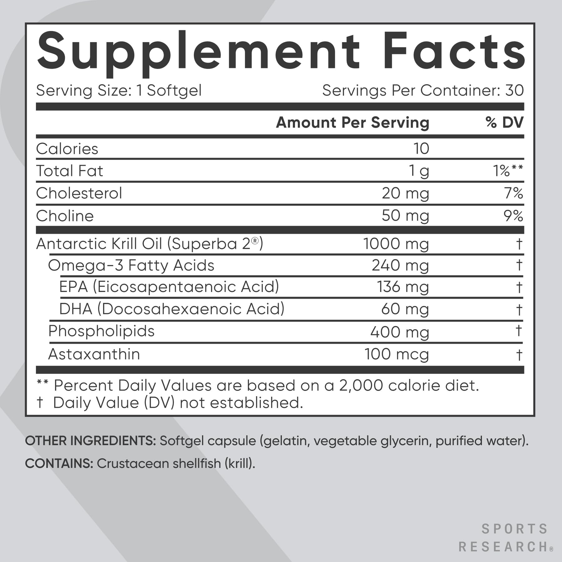 Sports Research Omega-3 Krill Oil with choline supports balanced intake.