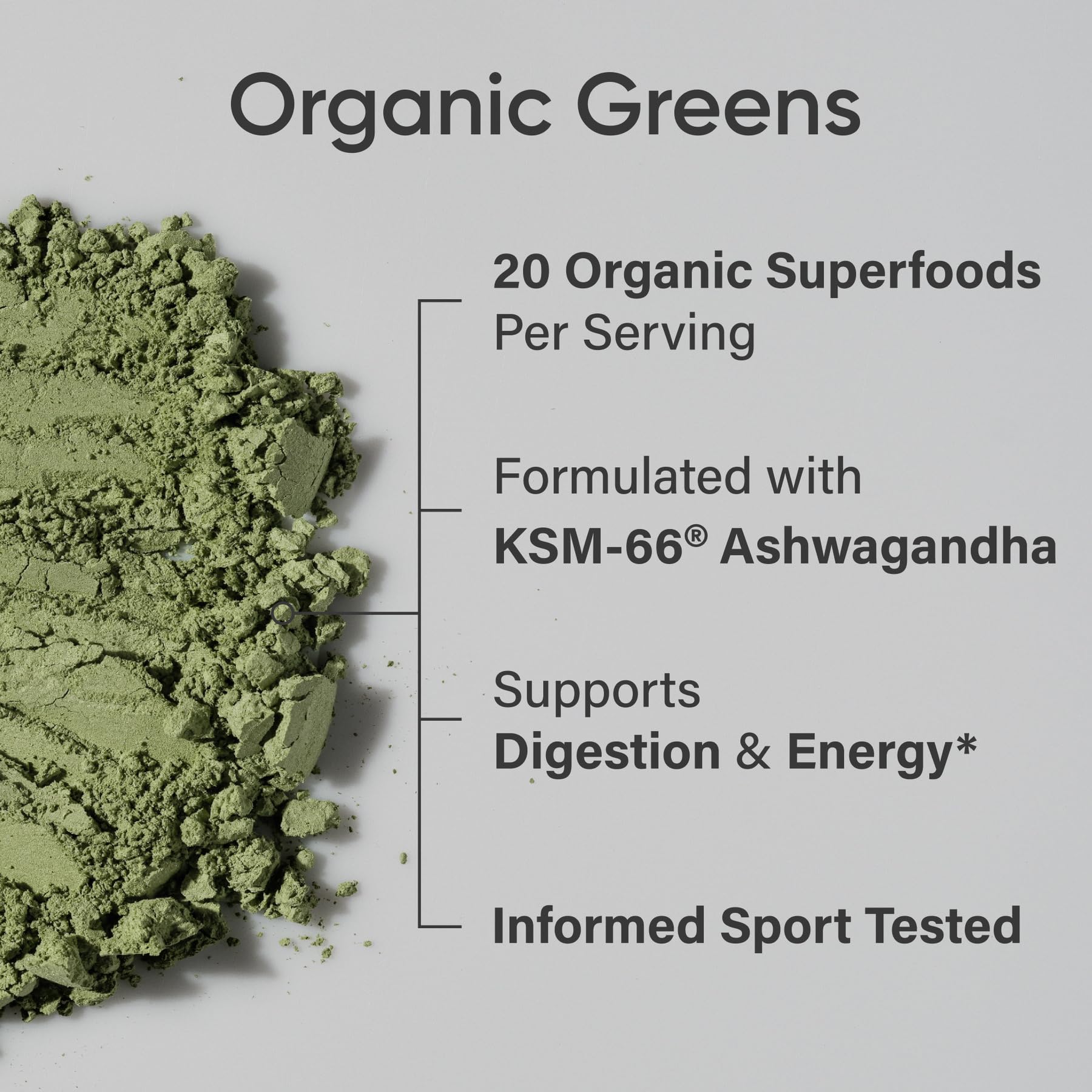 Adaptogens and enzyme support in Organic Greens powder