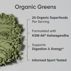 Adaptogens and enzyme support in Organic Greens powder