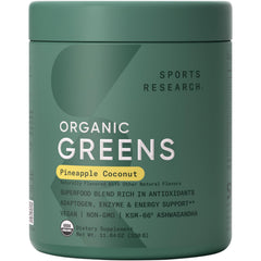 Sports Research Organic Greens Pineapple Coconut powder container – front view