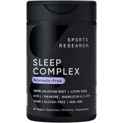 Sports Research Sleep Complex bottle showing melatonin-free formula
