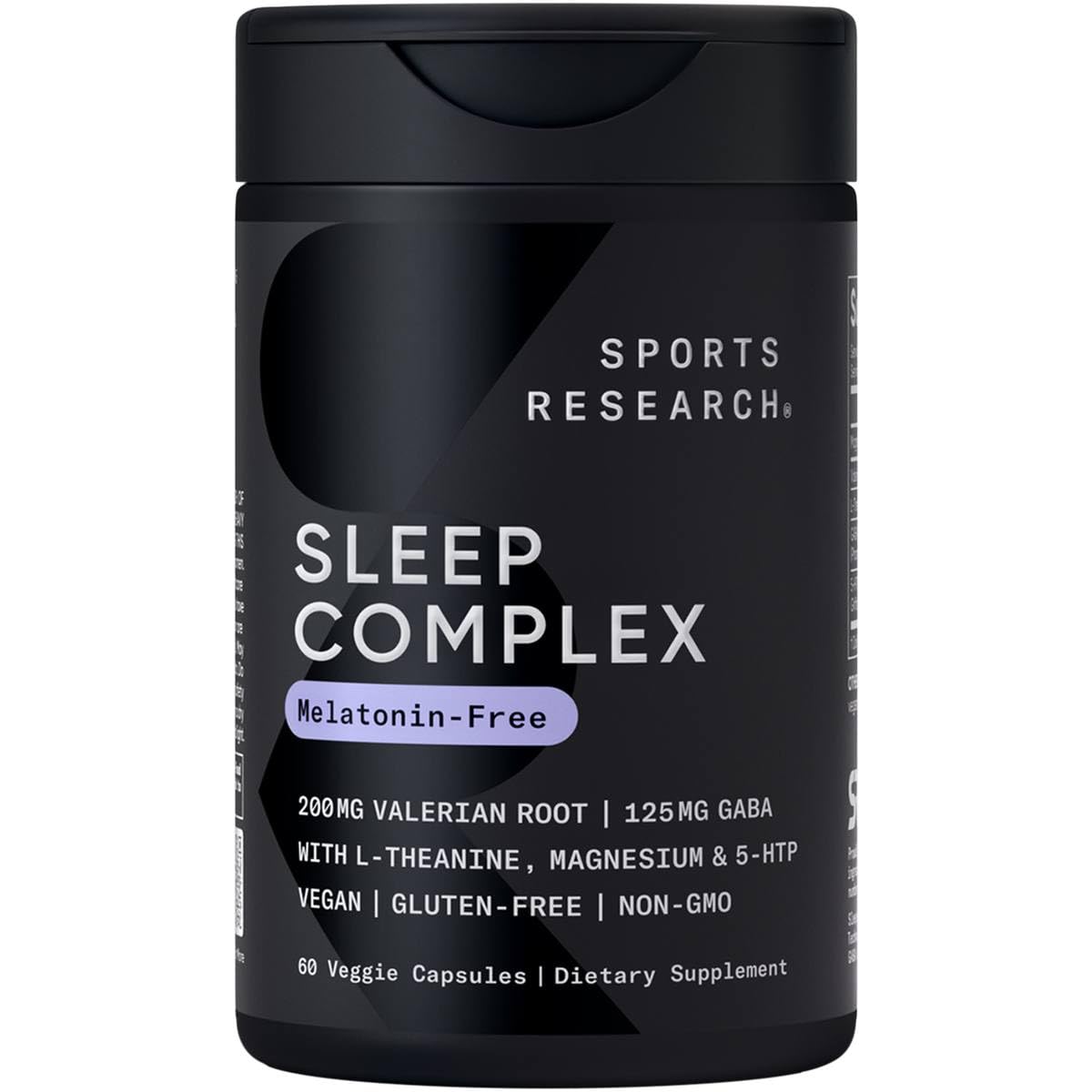Sports Research Sleep Complex bottle front showing melatonin-free blend for calm evenings