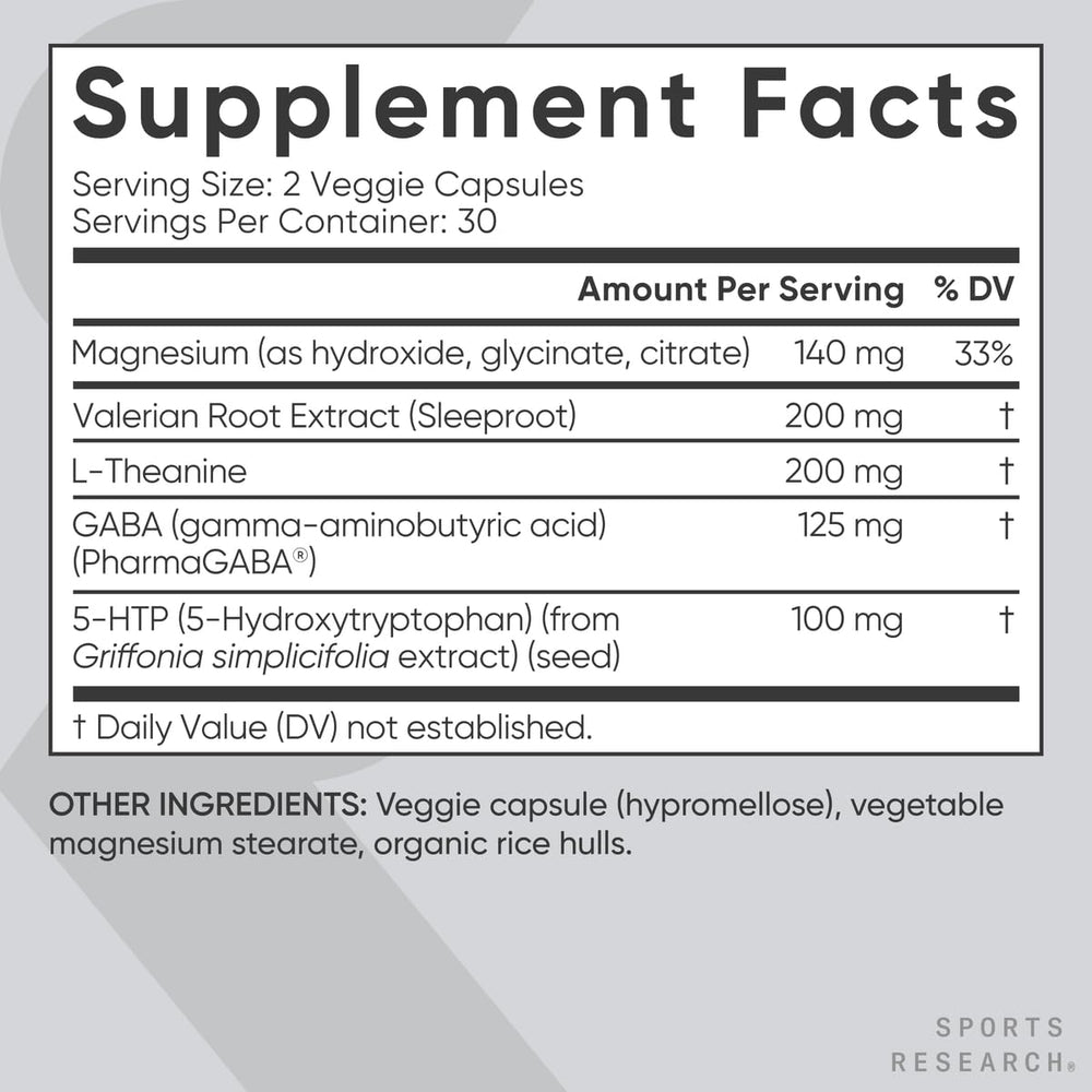Sleep Complex box with Non-GMO and gluten-free certifications and safety marks