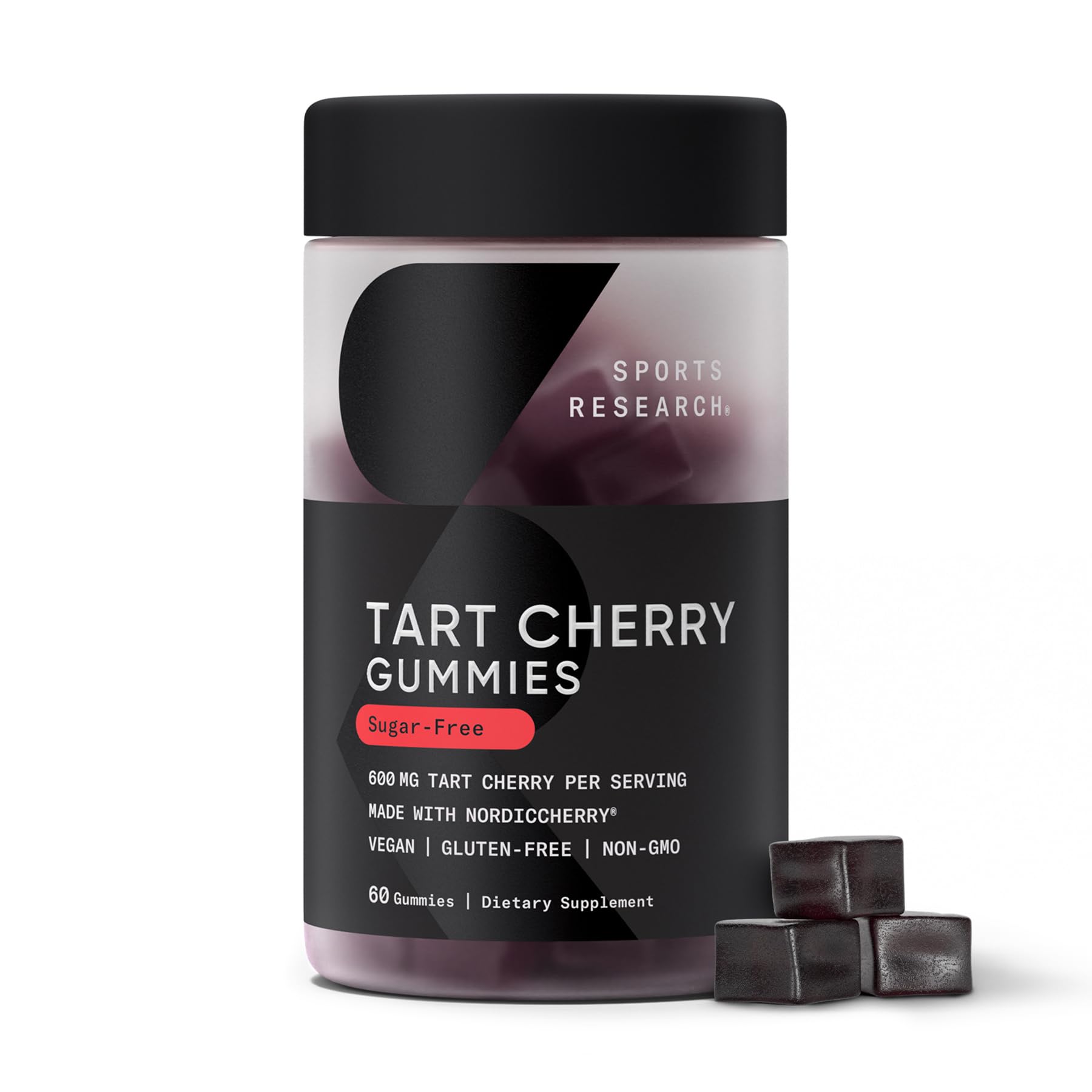 Bottle of Sports Research Tart Cherry Gummies front view