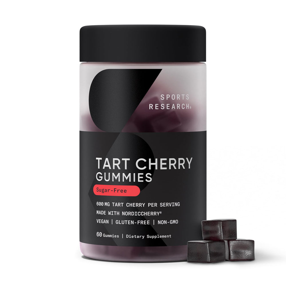 Bottle of Sports Research Tart Cherry Gummies front view