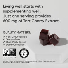 Nutrition facts panel for Tart Cherry Gummies