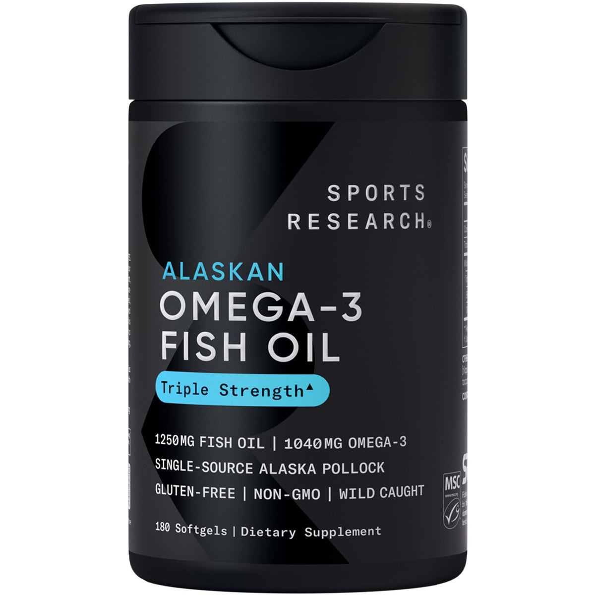 Sports Research Triple Strength Omega-3 Fish Oil bottle – front view
