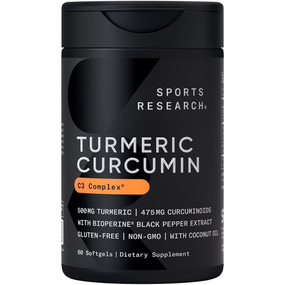 Sports Research Turmeric Curcumin C3 Complex with BioPerine 60 softgels bottle