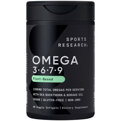 Sports Research Vegan Omega 3-6-7-9 vegan omega softgel bottle