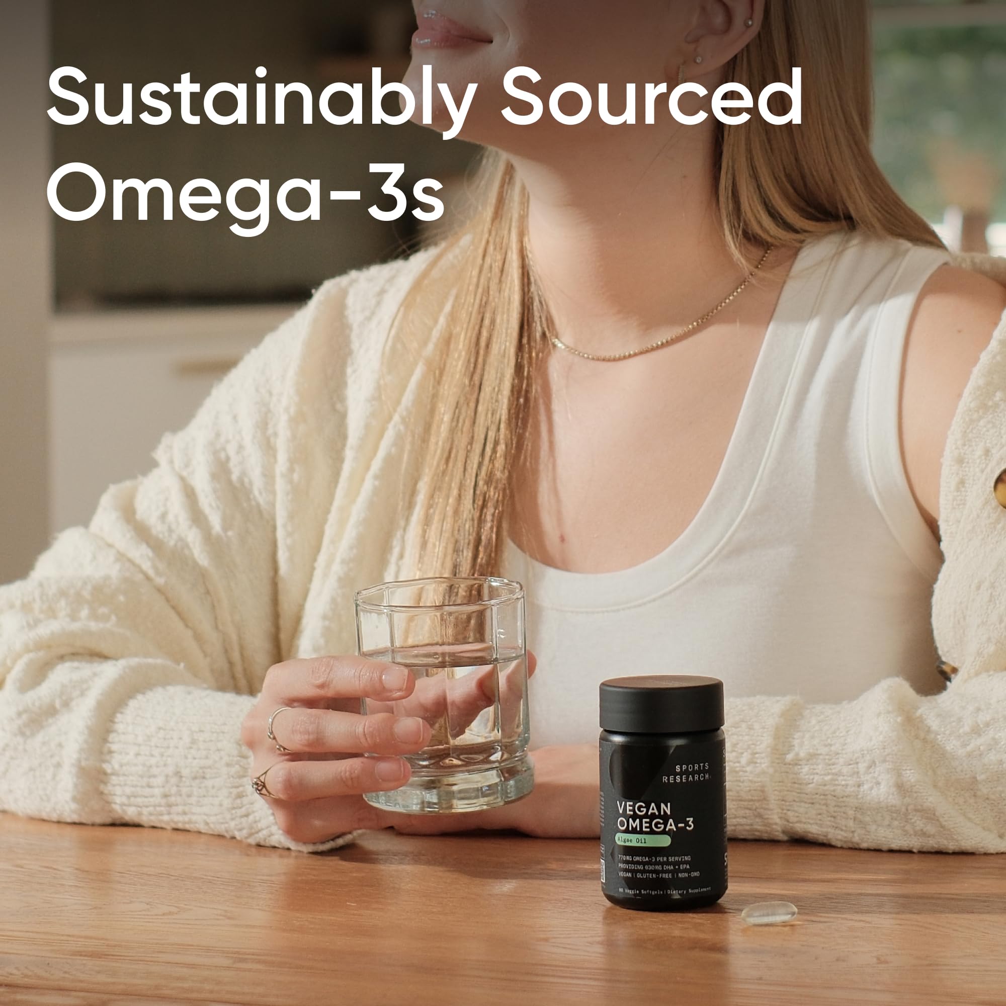 Non-GMO verified seal on Sports Research omega-3 bottle label