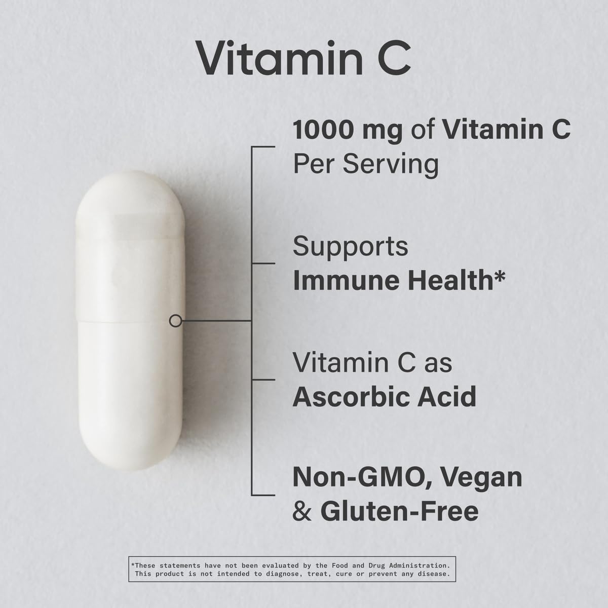Close-up of 1000mg Vitamin C veggie capsules
