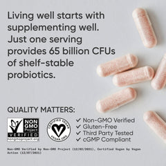 Label highlighting 16-strain shelf-stable probiotic blend