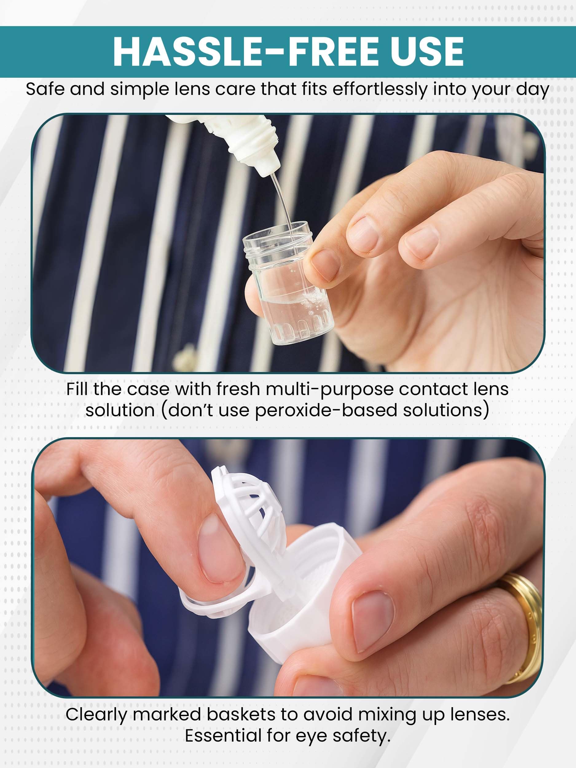 Lid being rotated to clean the lenses in the case