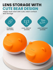 Blue bear-shaped contact lens case for travel
