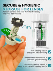 Barrel-shaped contact lens case with left and right markings