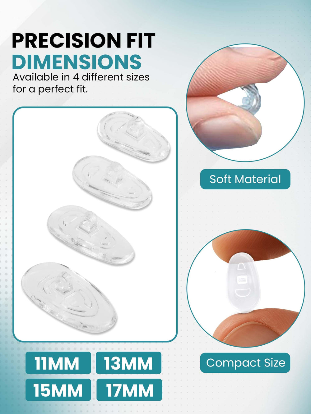 Soft silicone 17mm nose pads for glasses with screw-in installation