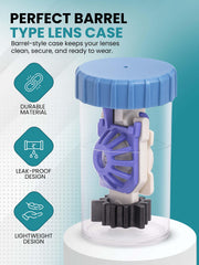 Barrel-shaped vented contact lens case for peroxide solutions