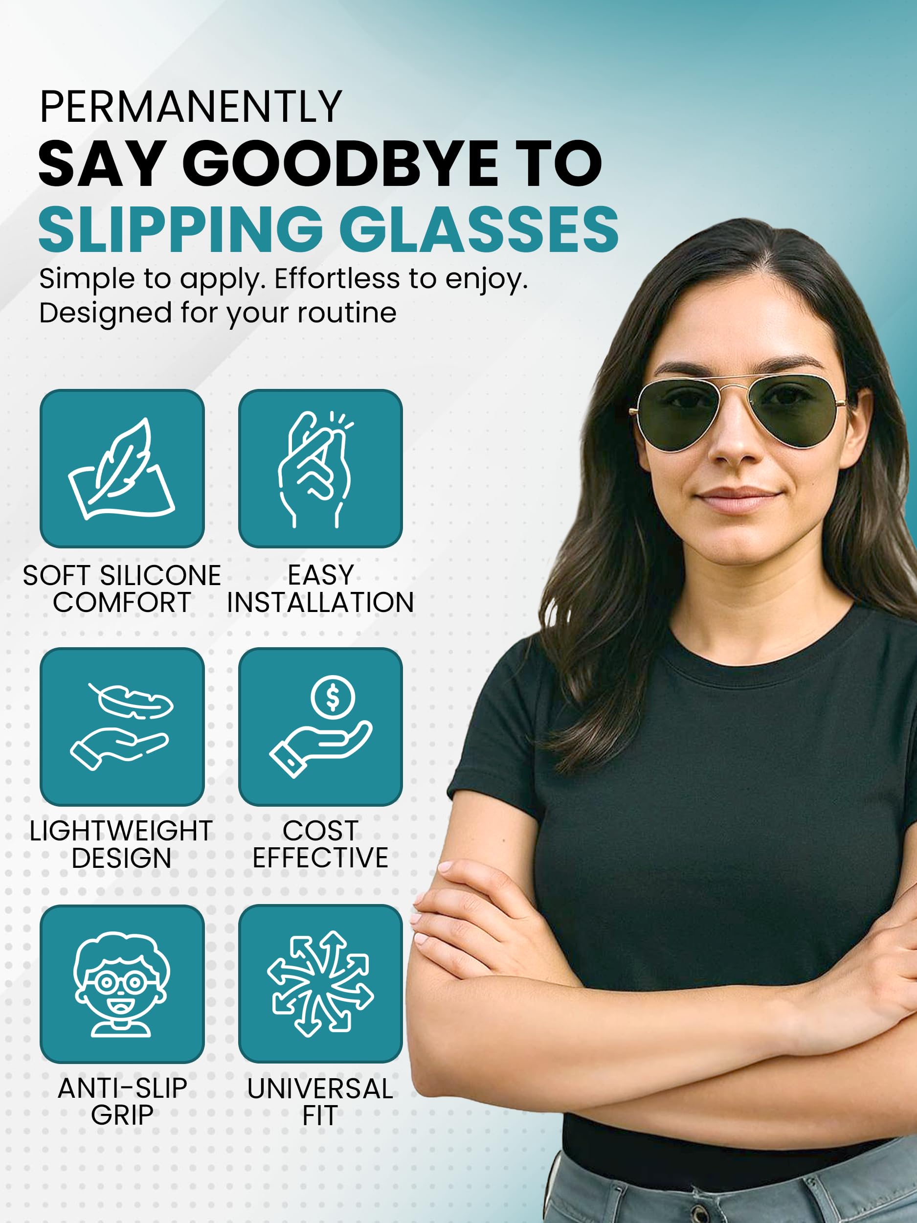 Soft silicone anti-slip RB nose pads - universal compatibility