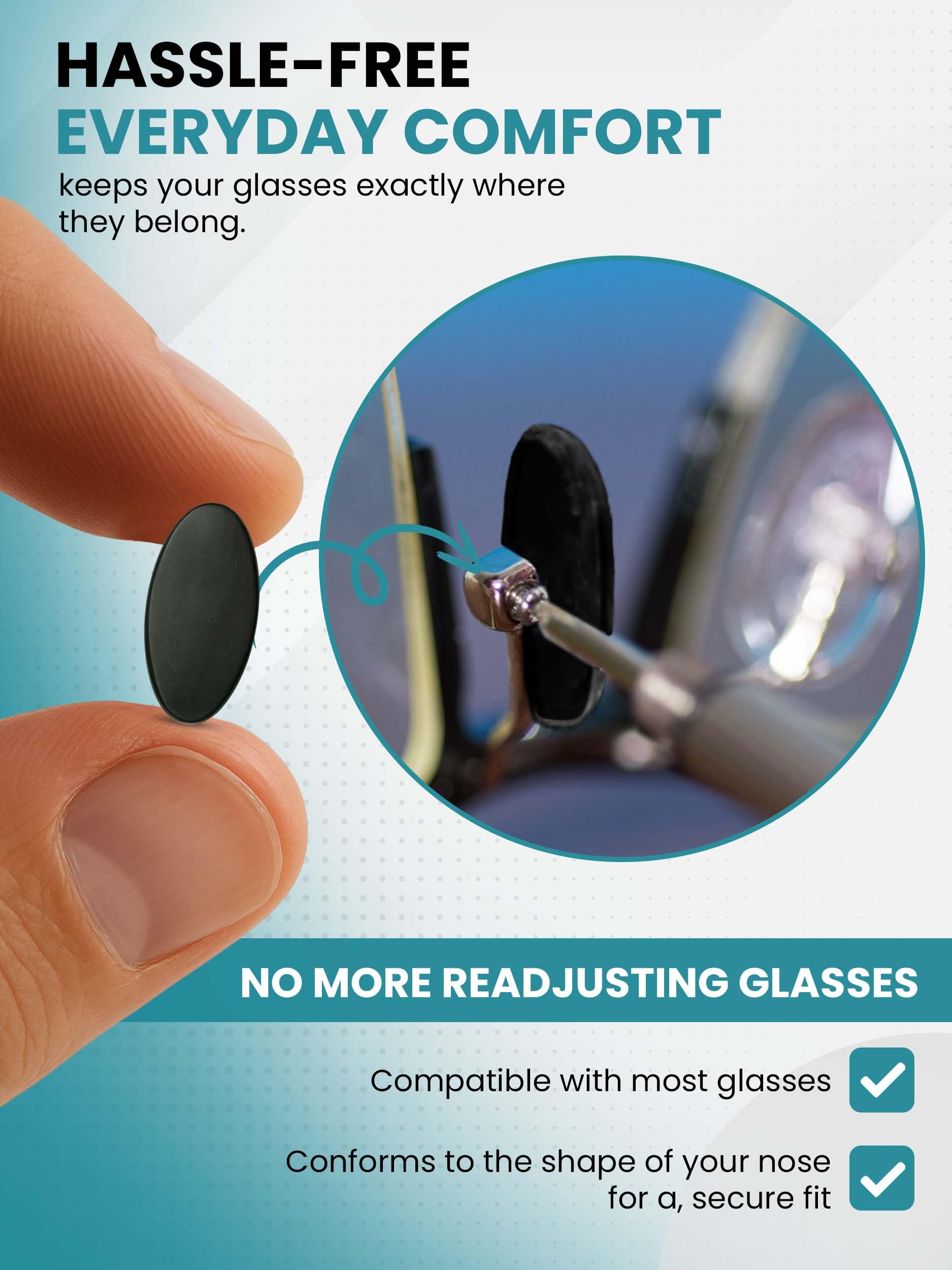 Screw-in nose pad with minimal design for glasses