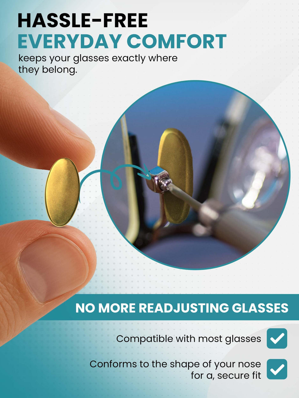 Rose gold finish titanium 13mm oval nose pads for glasses