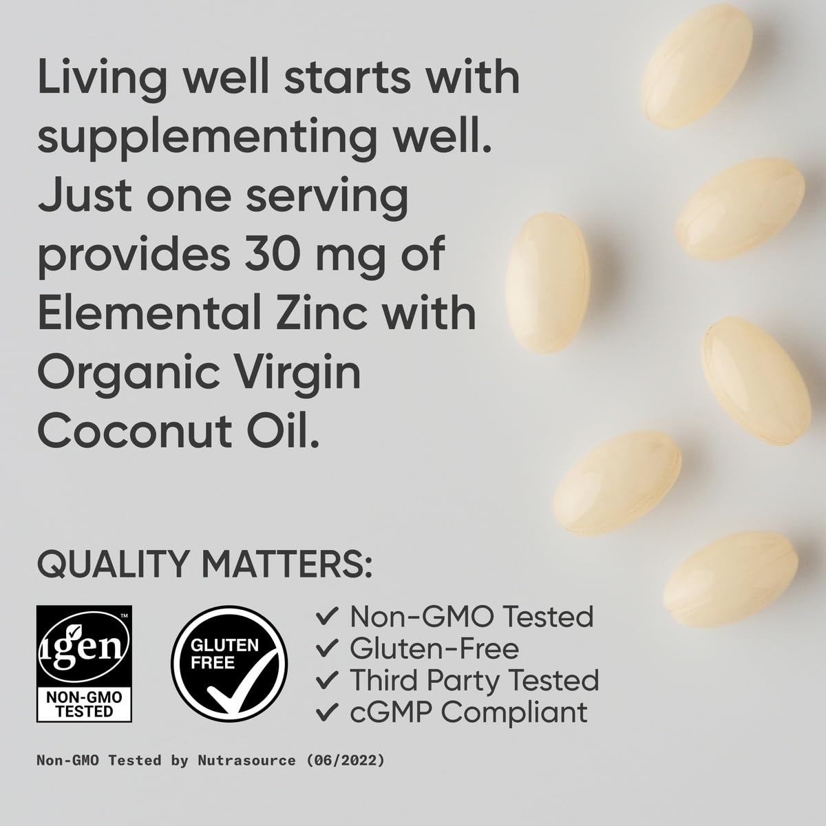 Organic coconut oil encapsulation visual for zinc supplement