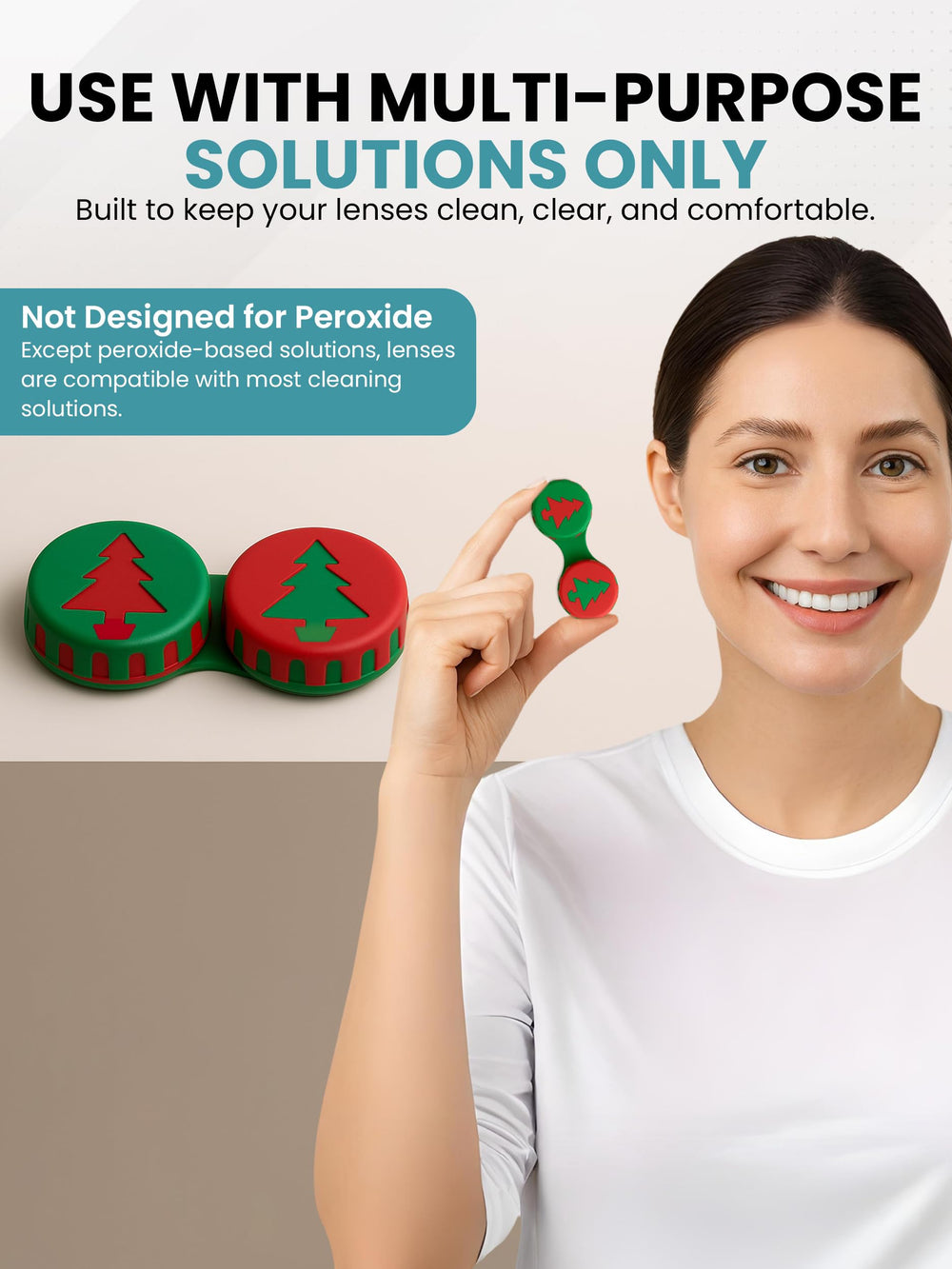 Lens case compatible with all standard contact lens solutions