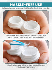 Pastel grey hippo design contact lens case with lid closed