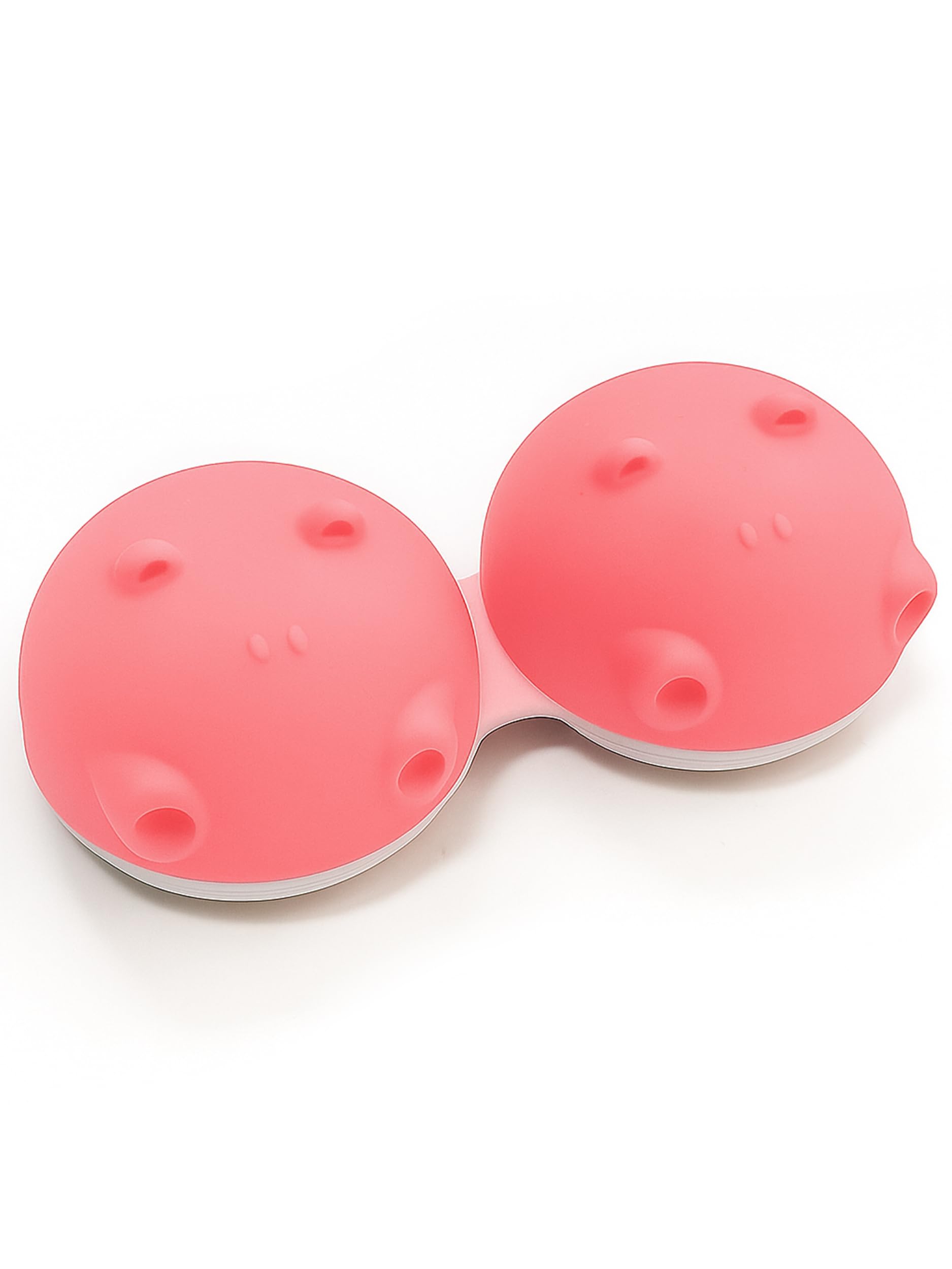 Front view of SPORTS WORLD VISION pink hippo contact lens case