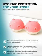 Pastel yellow hippo design contact lens case with screw-top lid