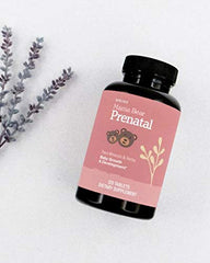 Plant based, vegan friendly prenatal vitamins label