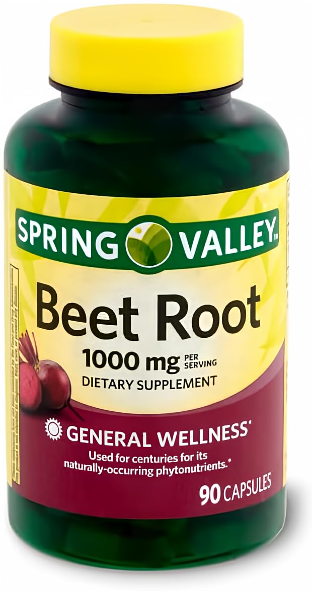 Spring Health Valley Beet Root Dietary Supplement bottle, 1000 mg, 90-count, with Your Vitamin Guide
