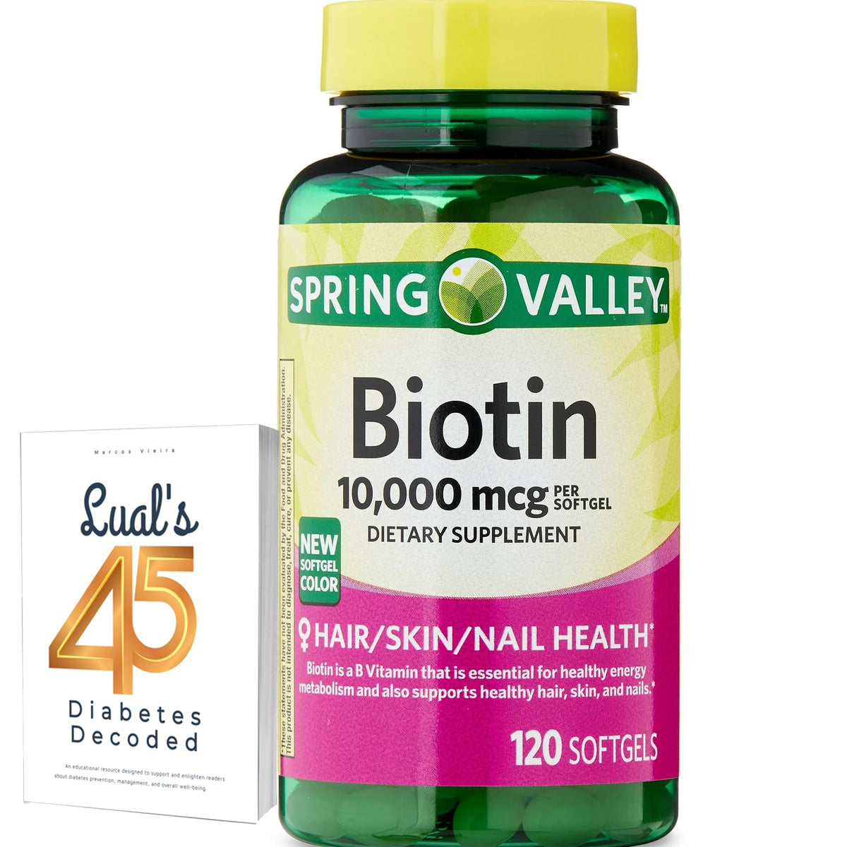 Spring Valley Biotin 10,000 mcg softgels bottle, 120-count