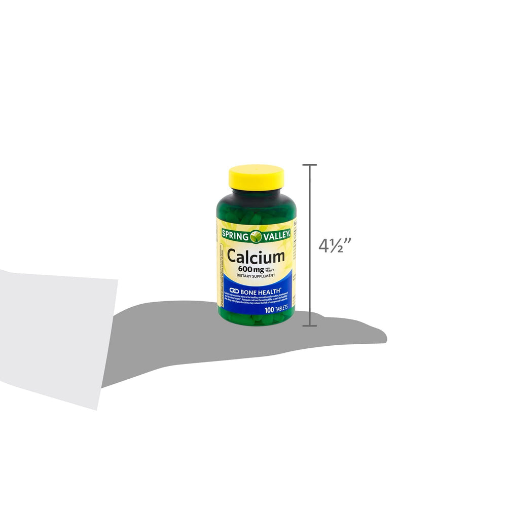 Product shot of Spring Valley Calcium 600mg pack showing total 300 tablets