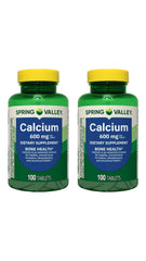 Spring Valley Calcium Bone Health tablets bottle showing 600 mg calcium per tablet