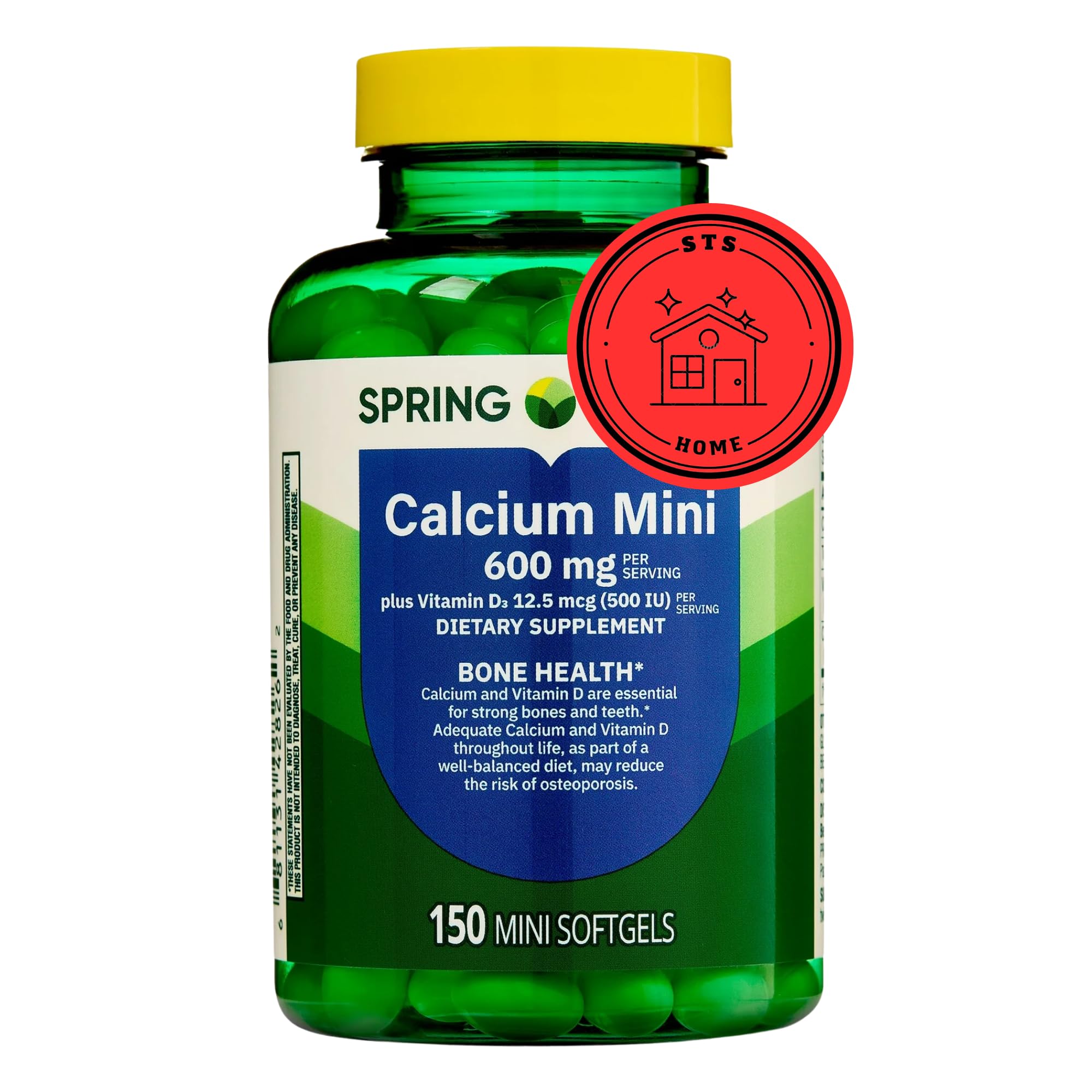 Front view of Spring Valley Calcium Plus Vitamin D3 150 Mini Softgels bottle