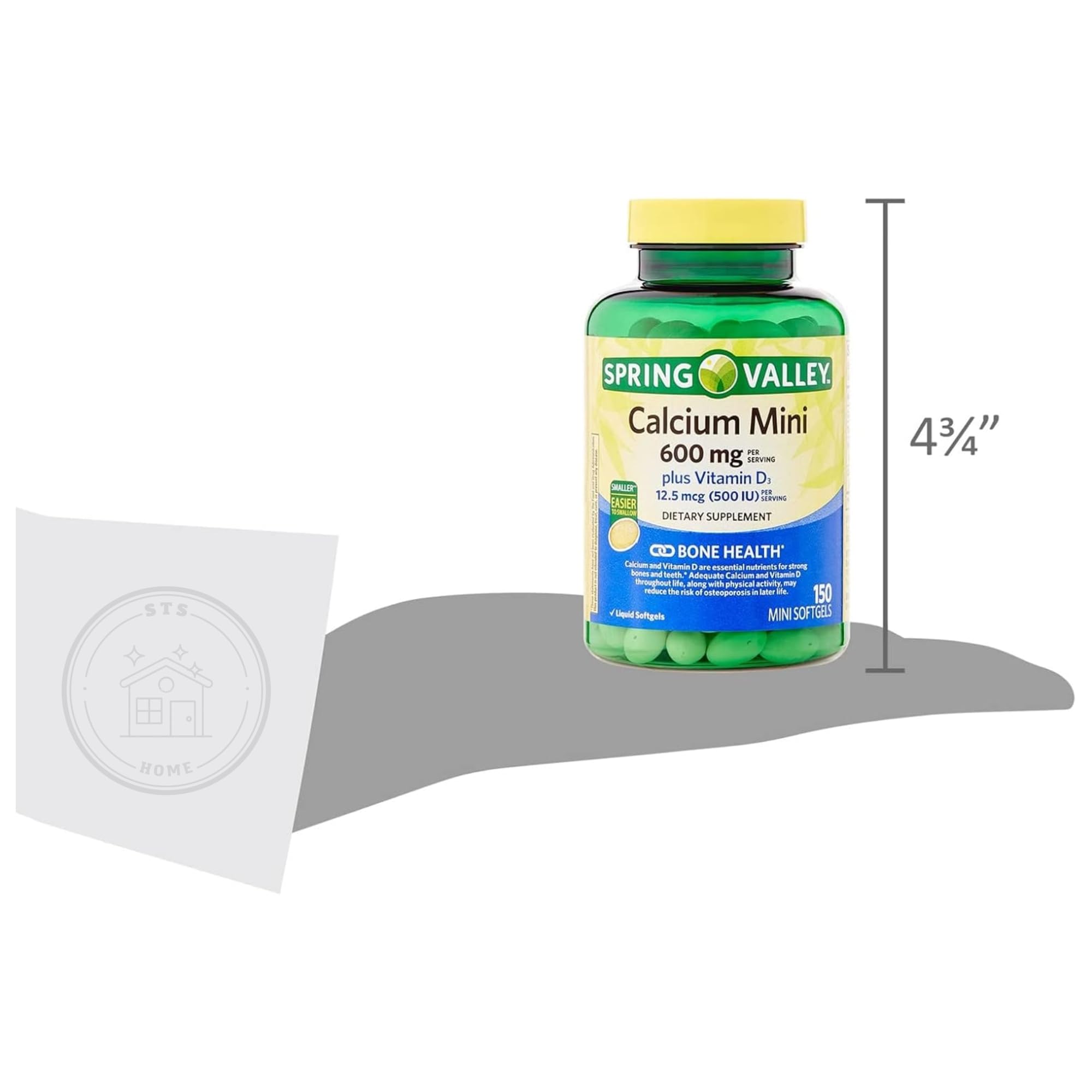 Bottle with STS sticker on Spring Valley Calcium D3 packaging