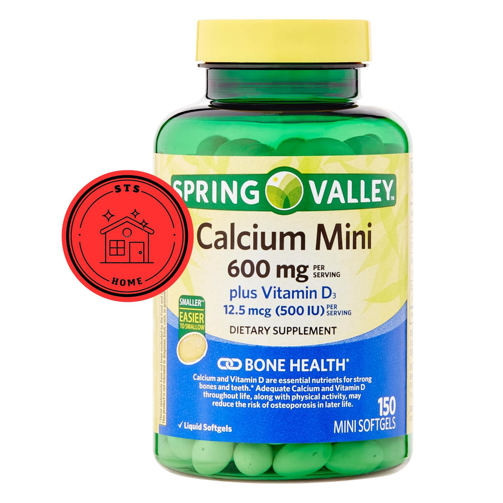 Label on Spring Valley Calcium Plus Vitamin D3 mini softgels bottle