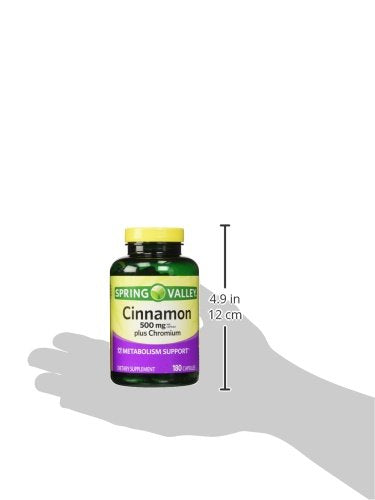 Ingredients panel for Spring Valley Cinnamon 500mg Plus Chromium