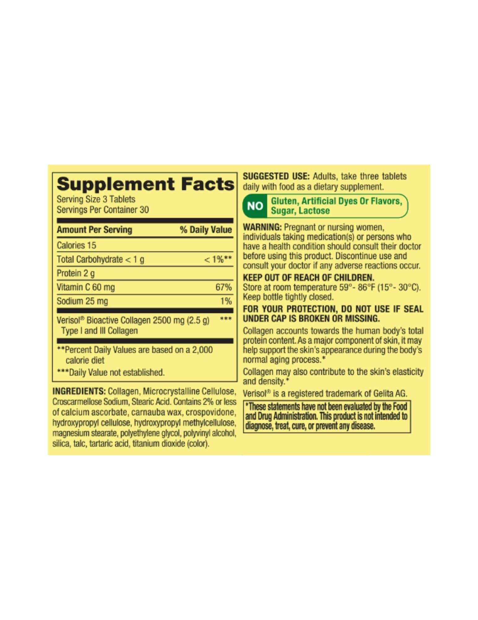 Serving suggestion showing three tablets per day