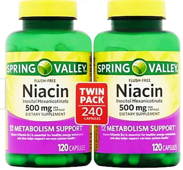 Spring Valley Flush Free Niacin 500 mg bottle - 120 capsules (Bottle 2)