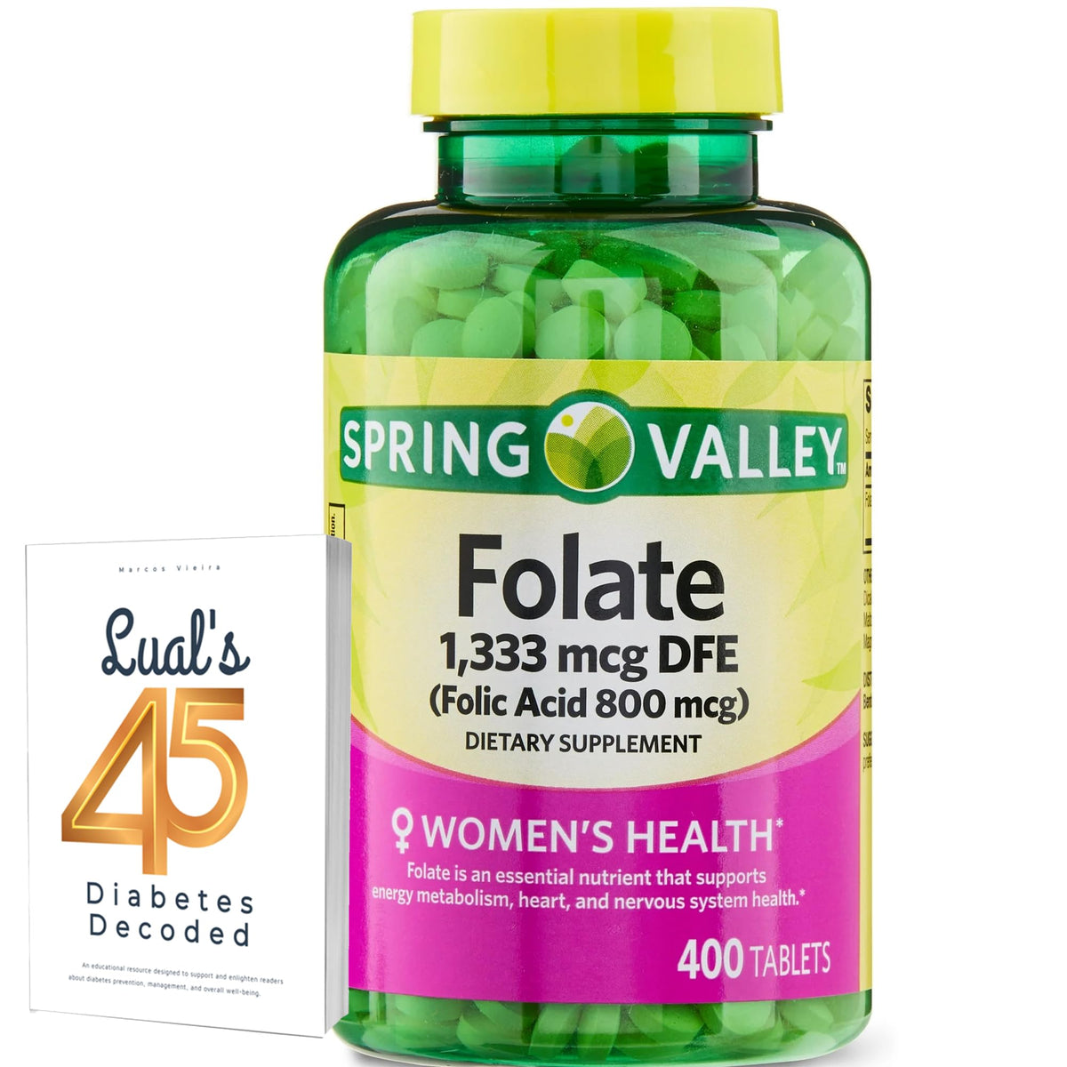 Spring Valley Folate Dietary Supplement bottle with 400 tablets